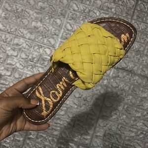 Butter yellow colored woven sandals
